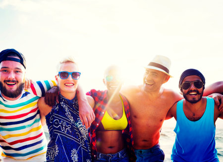 Diverse People Friends Fun Bonding Beach Summer Concept