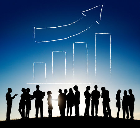 Bar Graph Growth Moving Up Improvement Concept