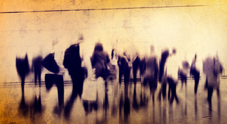 Casual People Rush Hour Walking Commuting City Concept