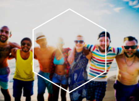 Hexagon Frame Holiday Summer Vacation Copy Space Concept