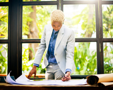 Businesswoman Thinking Planning Strategy Working Plan Concept