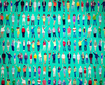 Multiethnic Casual People Togetherness Celebration Arms Raised Concept