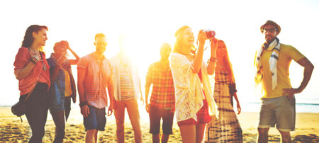 Diverse Beach Summer Friends Fun Bonding Concept