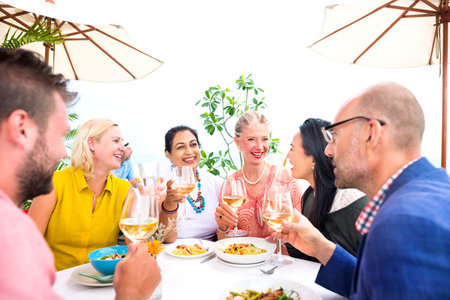 Diverse Neighbors Drinking Party Rooftop Concept