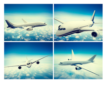 Airplane Skyline Horizon Flight Cloud Concept