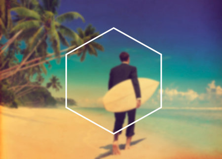 Hexagon Frame Holiday Summer Vacation Copy Space Concept