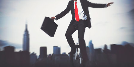 Businessman taking a risk in New York city.