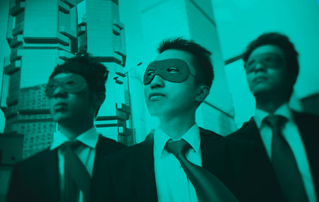 Businessmen Corporate Superhero City Concept