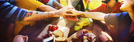 Friends Outdoors Camping Teamwork Unity Concept