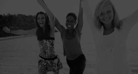 Women Fun Beach Girls Power Celebration Concept