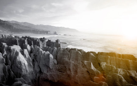 Panaroma pancake rocks scenic view mountains Concept