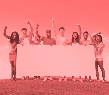 Celebration Teenager Placard Copy Spacce Teamworker Comcept