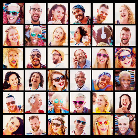 Diverse People Variation Portraits Summer Concept