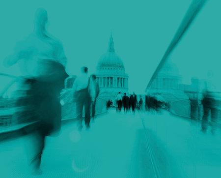 Commuter Business People Commuter Crowd Walking Cathedral Concept