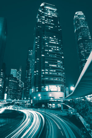 Hong Kong City Lights Cityscape Urban Scene Concept