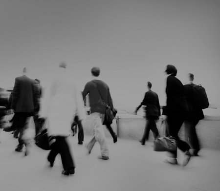 People Rushing Work Commuter Hurrying Crowd Concept