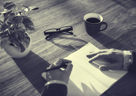 Man and Notebook with Copy Space Concept