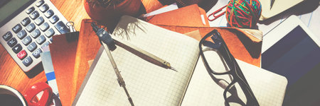 Architecture Workplace Messy Table Stationary Concept