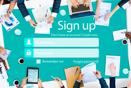 Sign Up Usename Password Log In Protection Concept