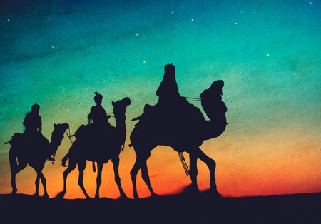 Three Kings Desert Star of Bethlehem Nativity Concept