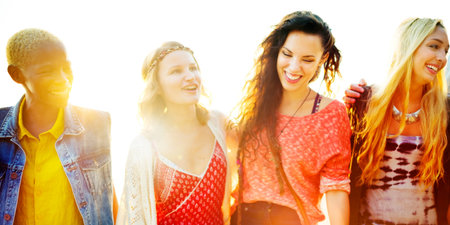 Friendship Bonding Relaxation Summer Beach Happiness Concept