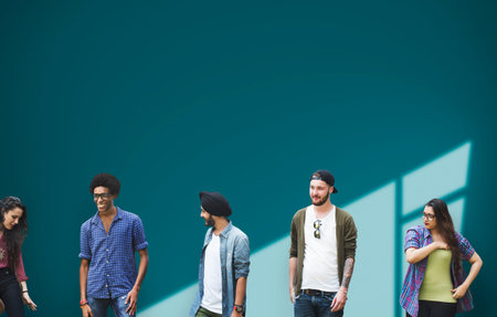Group Diverse Students People Wall Concept