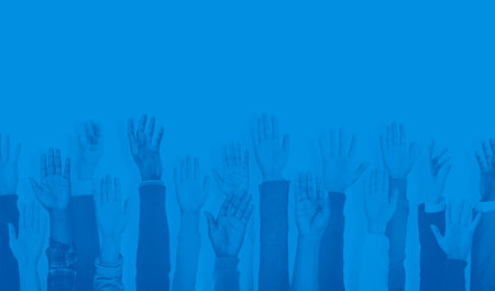 Group of Hands Arms Raised Vounteer Concept