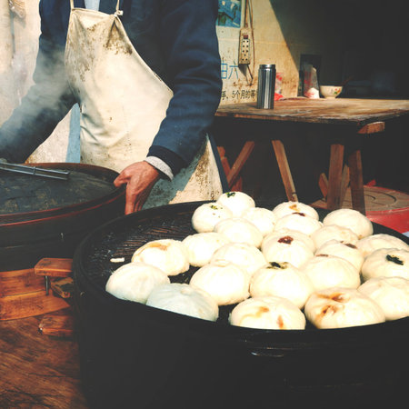 Steamed Dumplings Asian Culture Street Food Concept