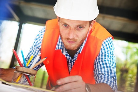 Architect Engineer Working Planning Drawing Concept