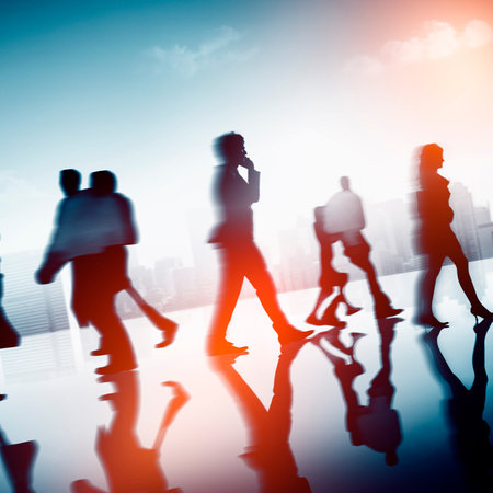 Business People Rush Hour Walking Commuting City Concept