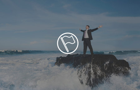 Flag Waving Navigation Location Travel Direction Destination Concept