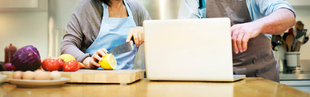Couple Kitchen Cooking Food Leisure Digital Media Concept