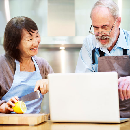 Couple Kitchen Cooking Food Leisure Digital Media Concept
