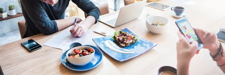 Eating Meal Homemade Healthy Food Tasting Joy Concept