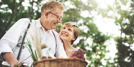 Bike Cheerful Natural Park Romance Two Family Concept