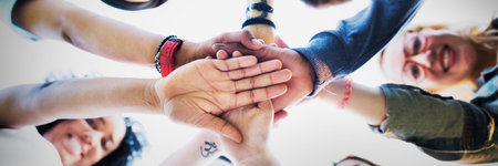 Team Hands Together Teamwork Participation People Concept
