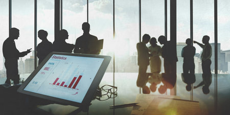 Business People Silhouette Working Statistics Development Concept