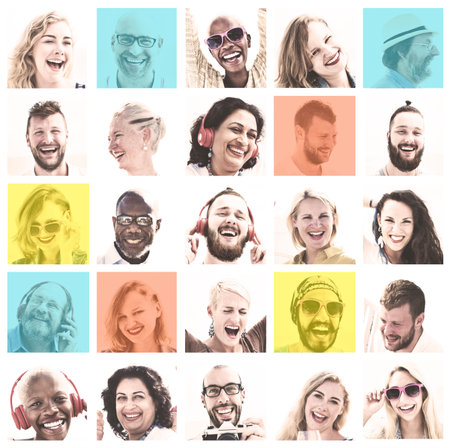 People Set of Faces Diversity Human Face Concept