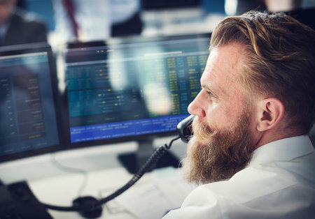 Businessman Working Finance Trading Stock Concept