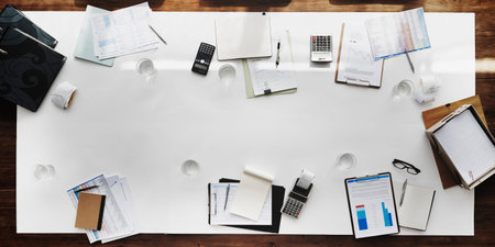 Stationary Office Aerial View Administration Concept