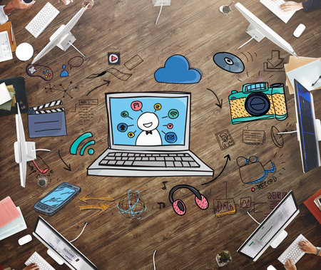 Computer Networking Technology Sharing Connecting Concept