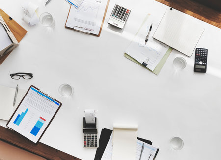 Stationary Office Aerial View Administration Concept