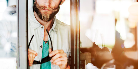 Man Hipster Break Casual Vision Cafe Relax Concept