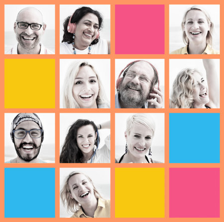 People Set of Faces Diversity Human Face Concept