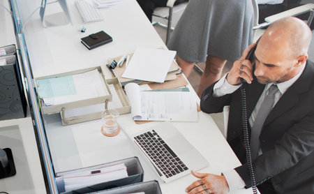 Businessman Using Telephone Contact Talking Concept