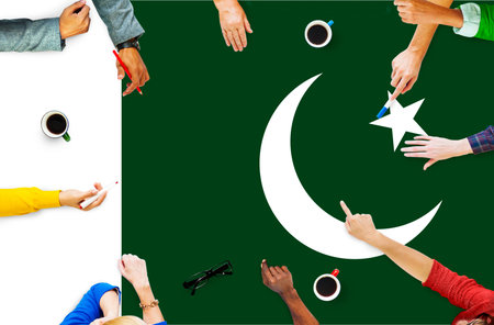Pakistan National Flag Business Team Meeting Concept
