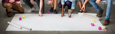Diverse People Team Working Project Floor Concept