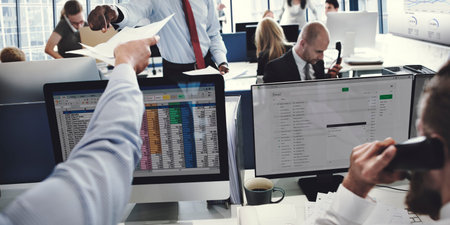 Business Team Working Accounting Correspondence Concept
