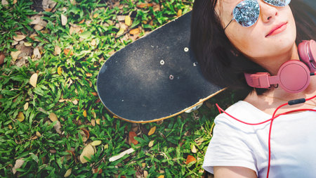 Lying Relaxation Fashion Hipster Park Style Concept