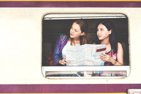 Girls Traveler Adventure Trip Vacation Concept